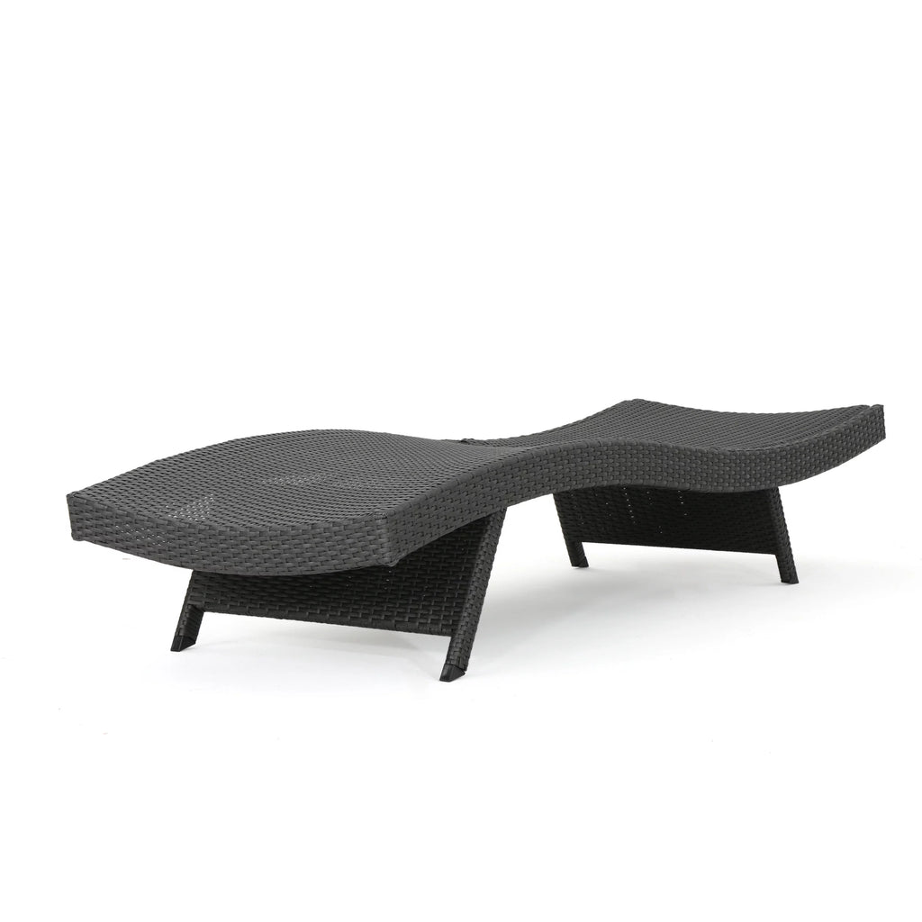 Grey Wicker Adjustable Chaise Lounge Set of 2 N219459