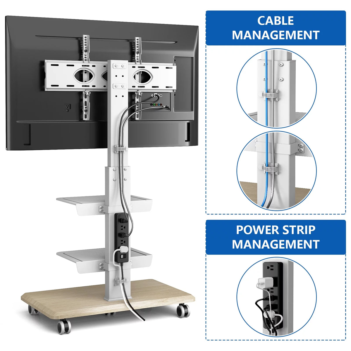 Black Rolling TV Stand with 3 Shelves F465007