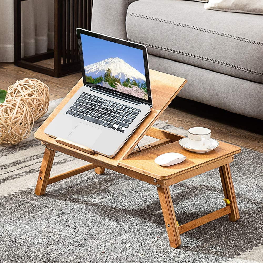 Bamboo Laptop Desk Table with Cooling Fan and Drawer F3604