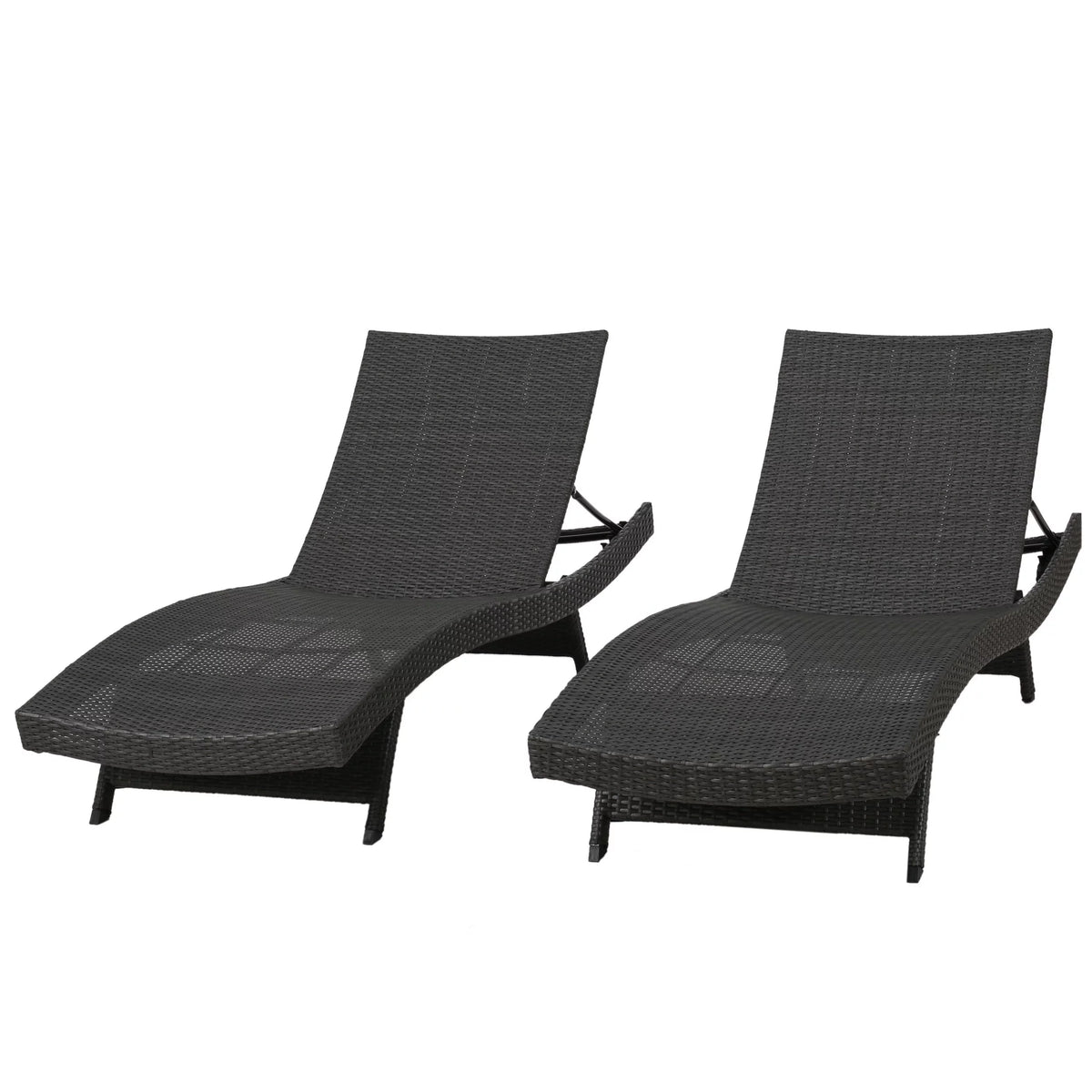 Grey Wicker Adjustable Chaise Lounge Set of 2 N219459