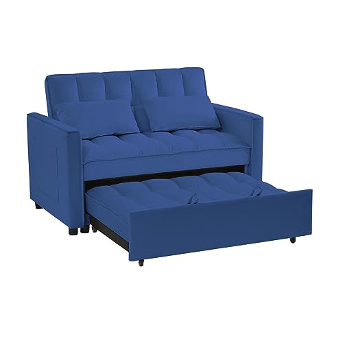 Off White 3 in 1 Sleeper Sofa Bed with Side Pockets B585