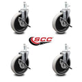 5" Swivel Thermoplastic Rubber Caster with Brake, Set of 4 Q863