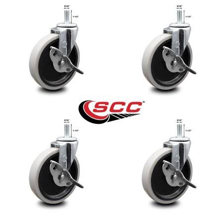 5" Swivel Thermoplastic Rubber Caster with Brake, Set of 4 Q863