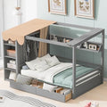 Twin Size Solid Wood House Bed with 2 Drawers and Shelves I157533