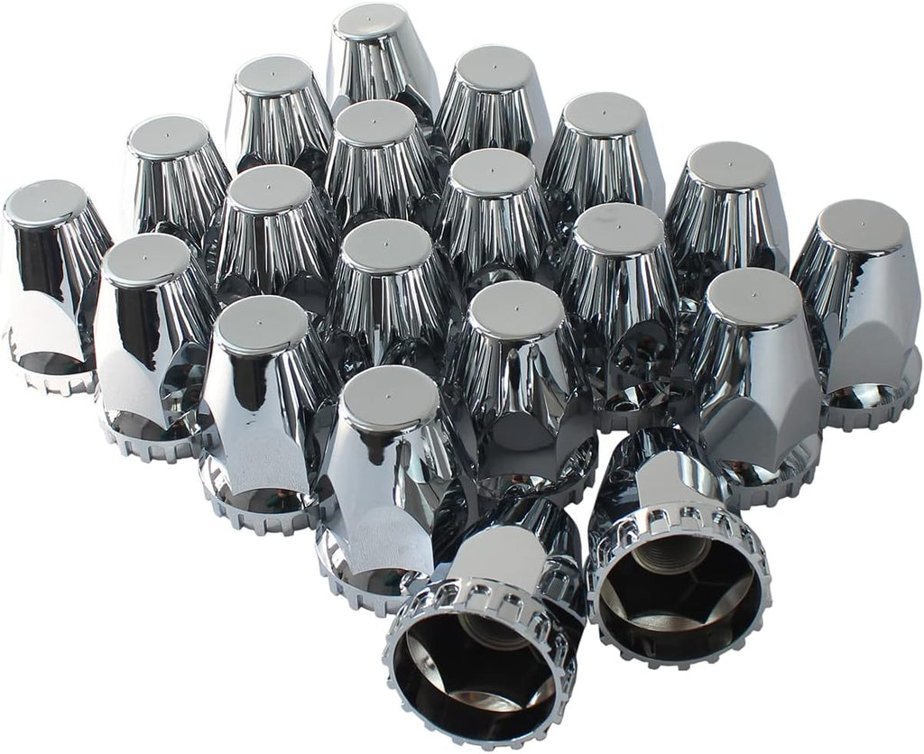 33mm Chrome ABS Plastic Screw on Lug Nut Covers Caps with Flange (40) E9184