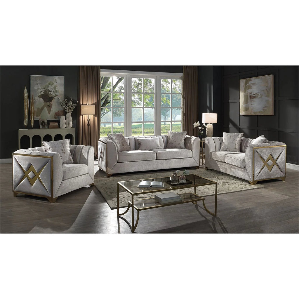 2 PC Wood Living Room Set in Cream X60584
