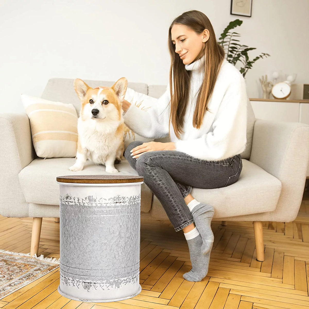 Round Side Table with Bin A21509