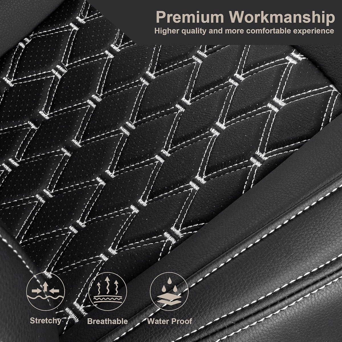 Black Pu Leather Car Seat Covers for Tesla Model Y M820832
