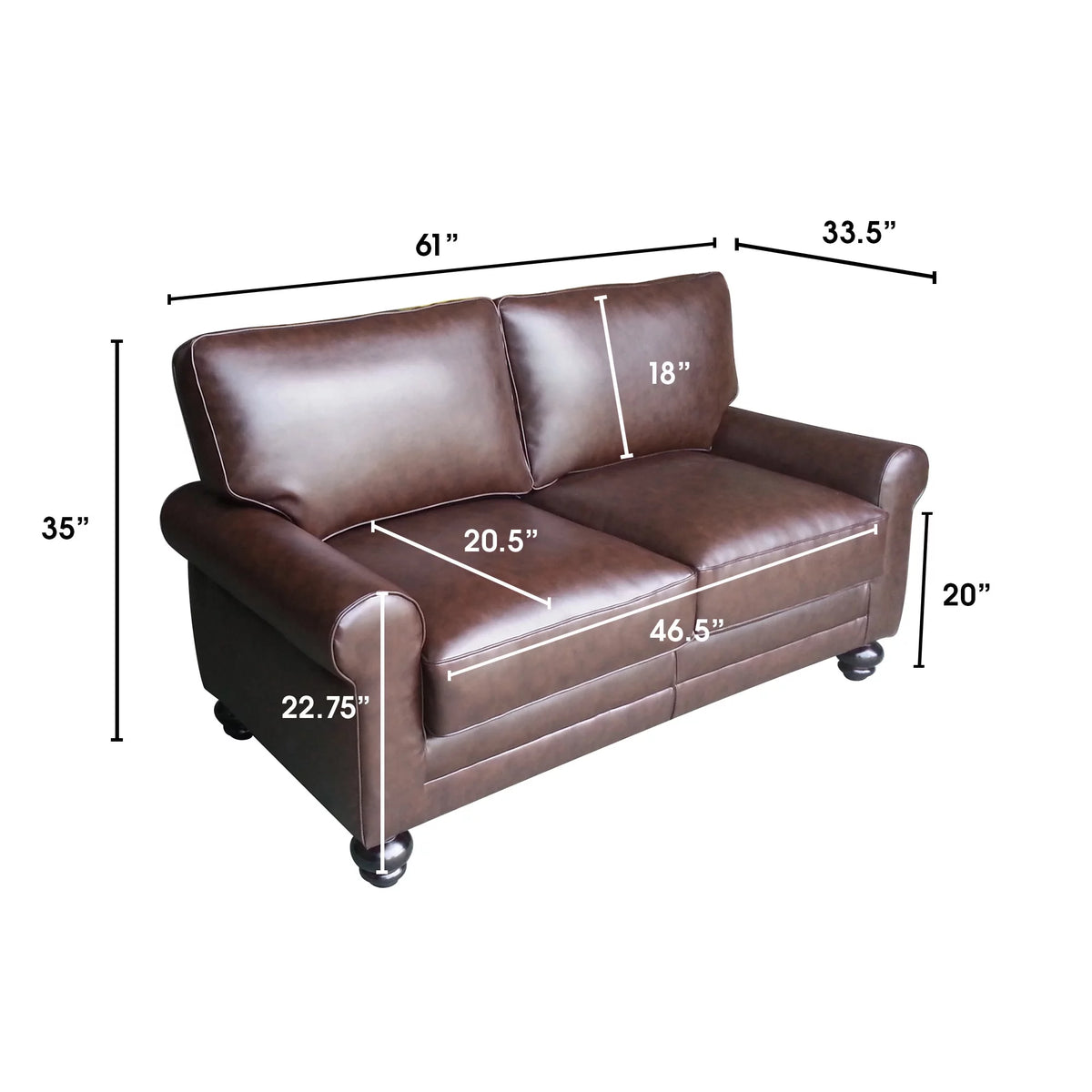 Chestnut Brown Leather Loveseat A137