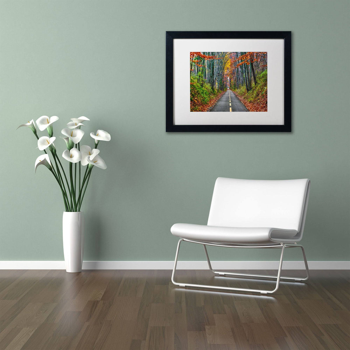 White Matte Wood Frame CATeyes Paths Art D2164