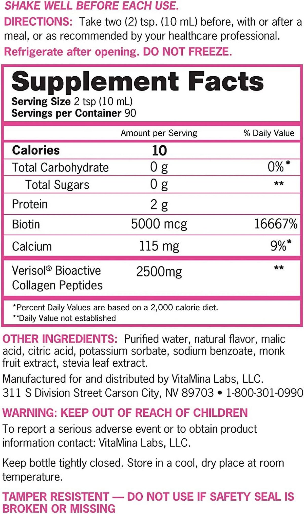Liquid Collagen + Biotin, 30 Fluid Ounce G56423