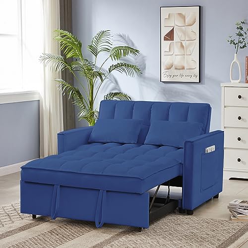 Off White 3 in 1 Sleeper Sofa Bed with Side Pockets B585