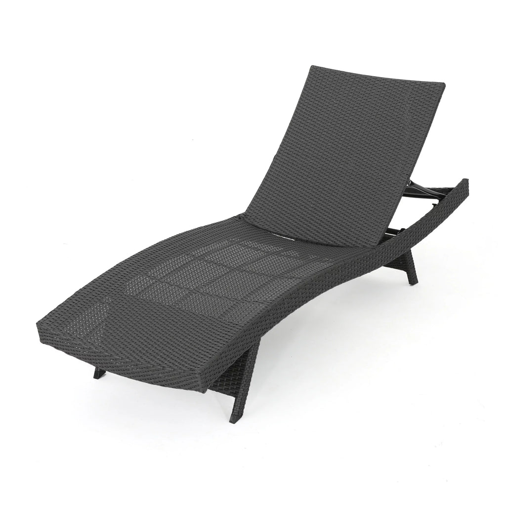 Grey Wicker Adjustable Chaise Lounge Set of 2 N219459