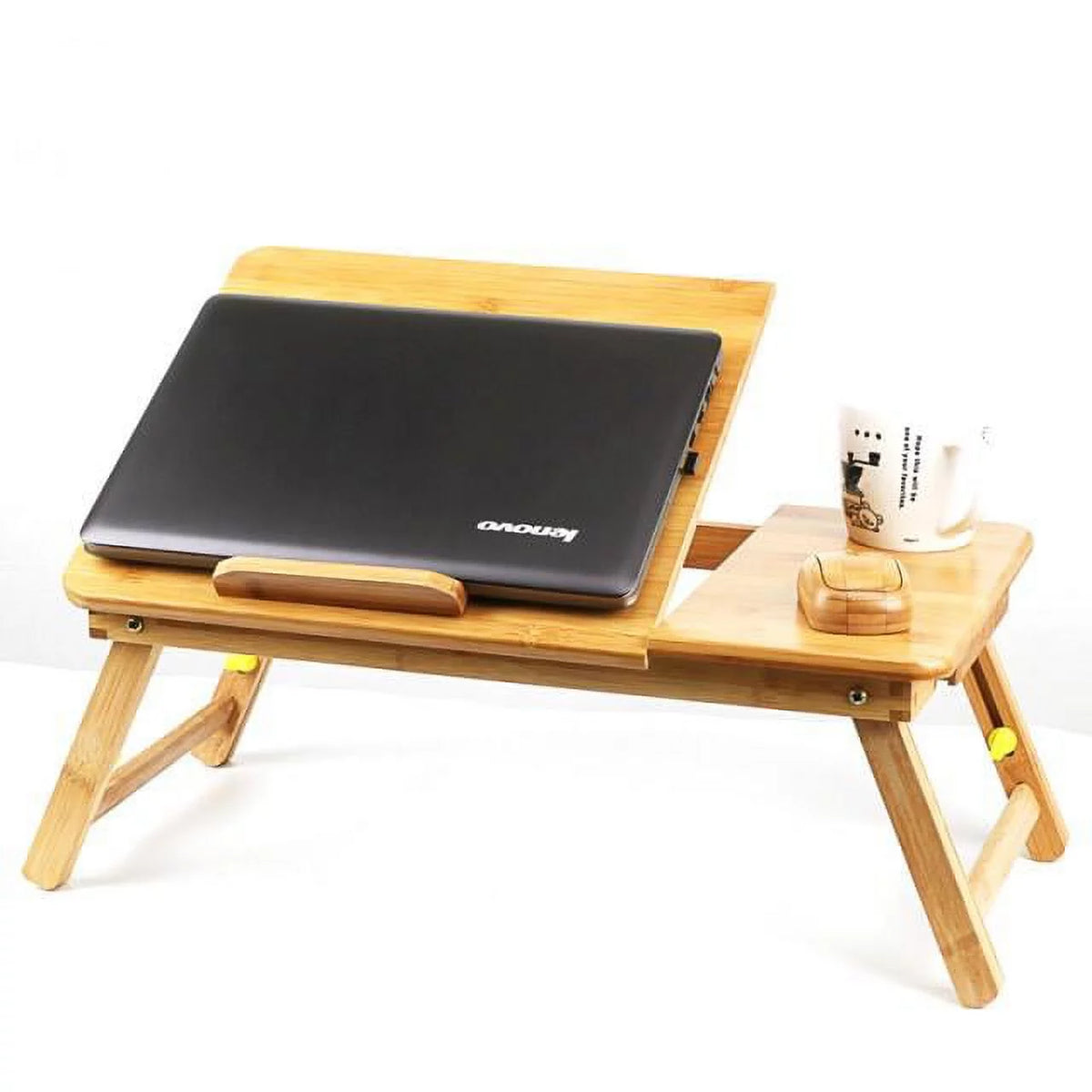 Bamboo Laptop Desk Table with Cooling Fan and Drawer F3604