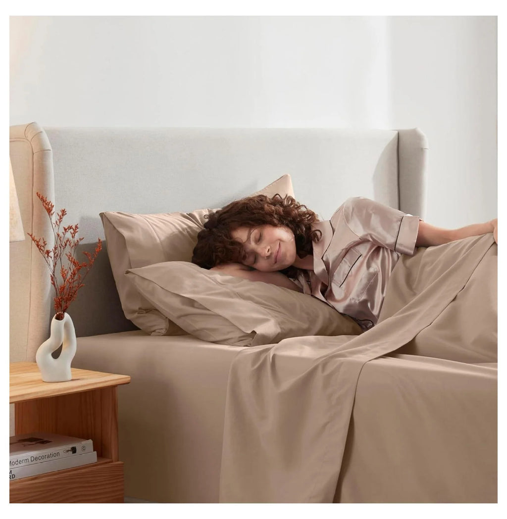 Twin 3 Piece Deep Pocket Bed Sheets Set with Fitted Sheet, Flat Sheet, Pillow Case N11395