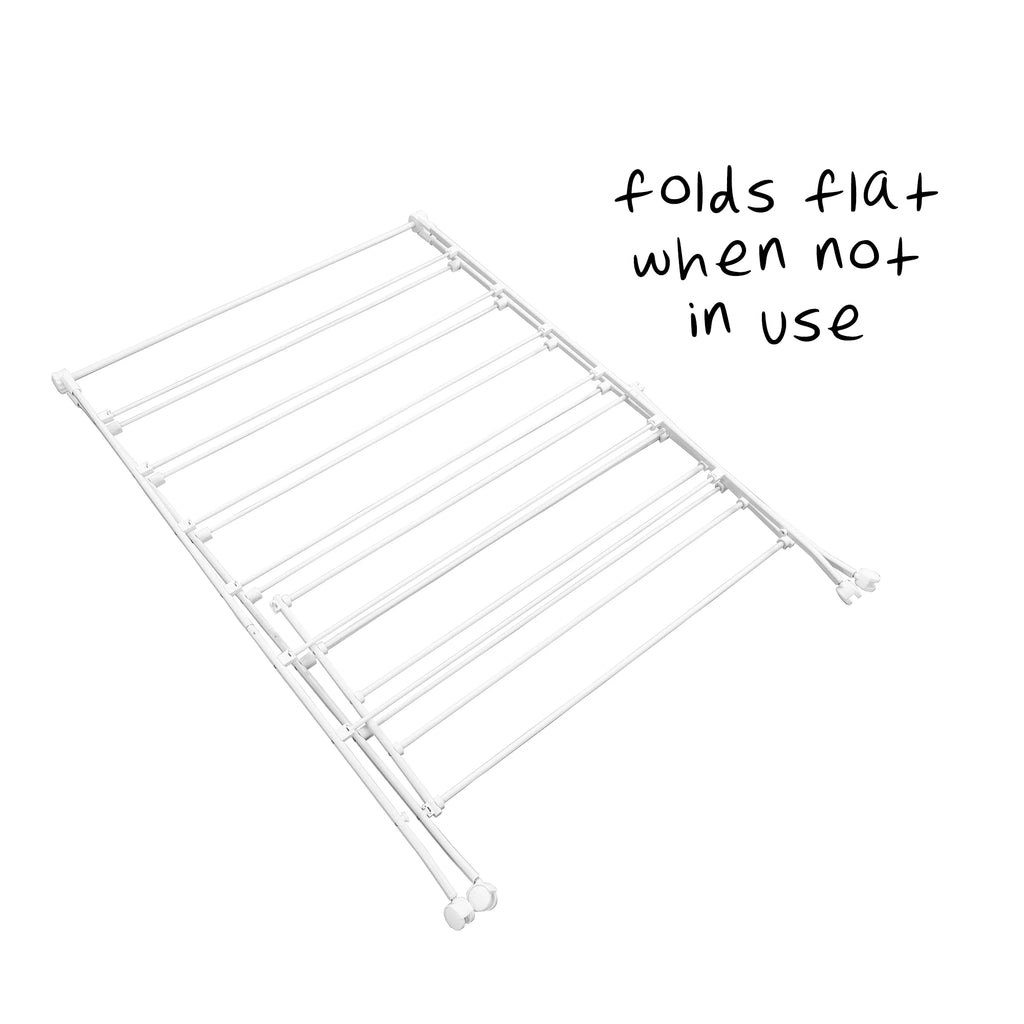 White Collapsible Steel Rolling Clothes Drying Rack E526079