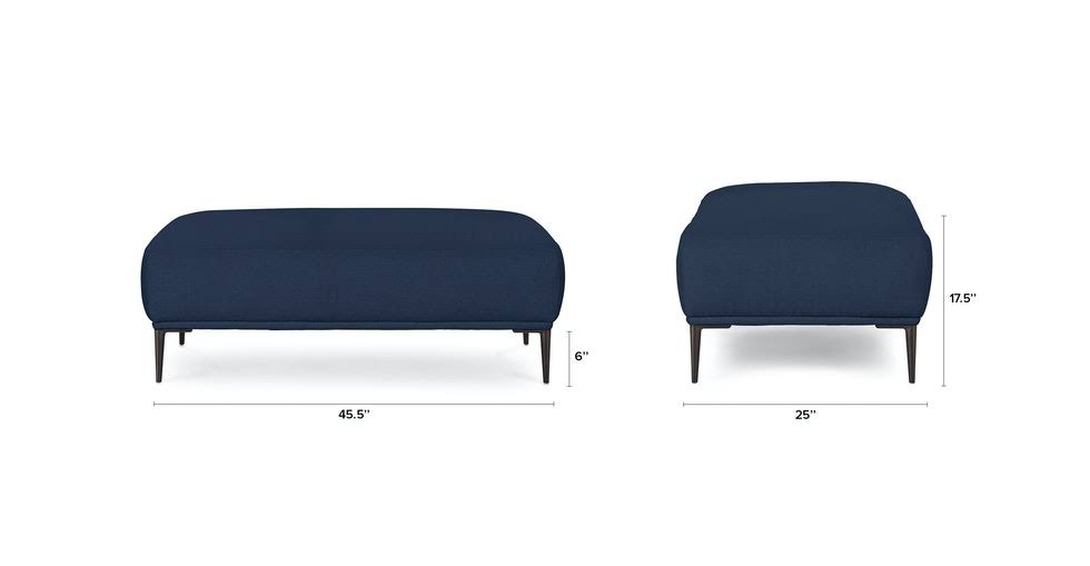 Blue Fabric Ottoman with Black Metal Legs L993