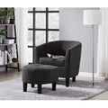 Charcoal Polyester Blend Tufted Barrel Chair and Ottoman K4510