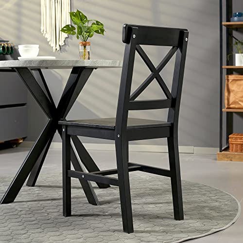 Black Wooden Cross Back Dining Chairs Set of 2 J87897