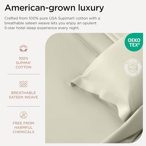 100% American Supima Cotton Queen Sheet Set 4 PC White R998