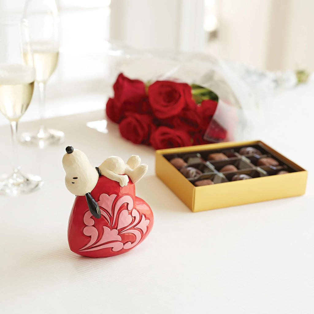 Snoopy Laying on Heart Figurine, 5.25 Inch, Multicolor V397531