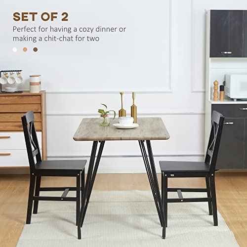 Black Wooden Cross Back Dining Chairs Set of 2 J87897