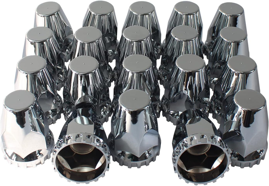 33mm Chrome ABS Plastic Screw on Lug Nut Covers Caps with Flange (40) E9184