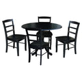 Solid Wood 5-Piece Dining Set with Drop Leaf Table and 4 Ladder Back Chairs H884020