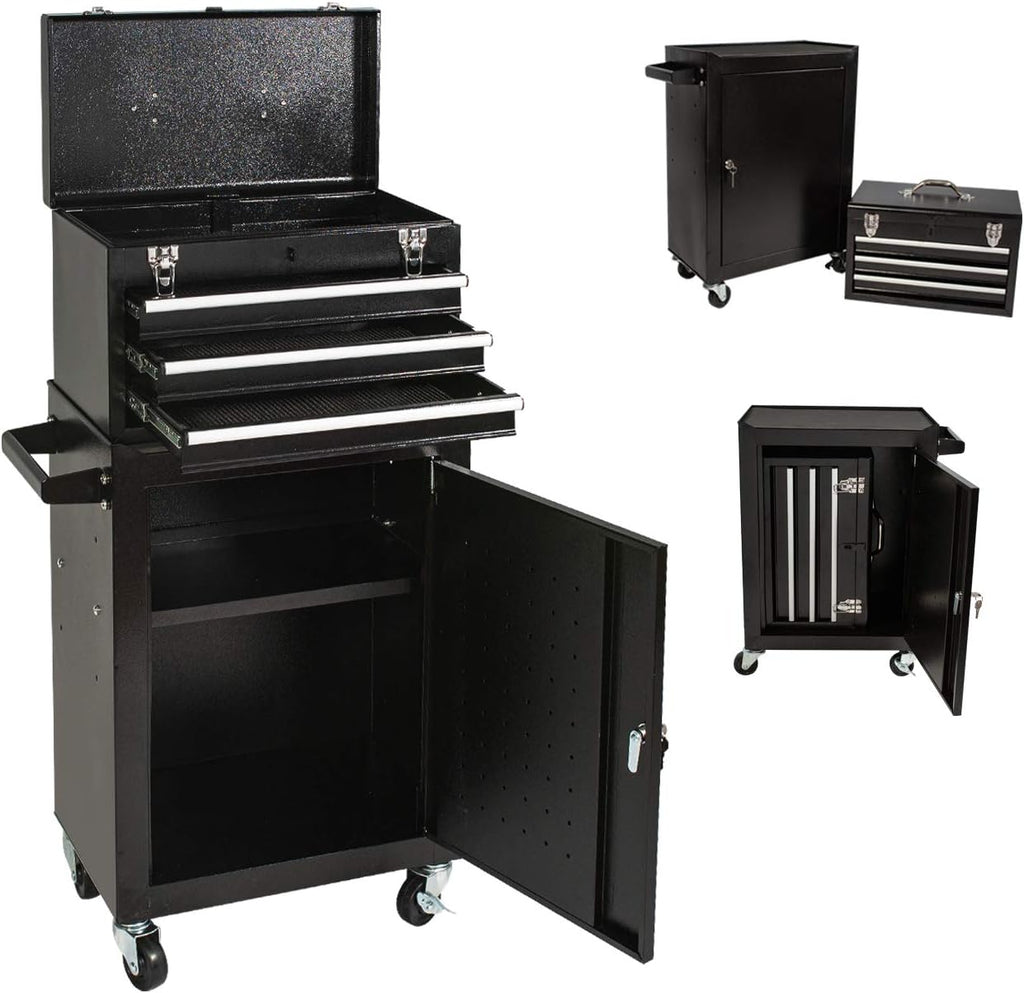 Black & Red Rolling Tool Chest with 3 Drawers Q331