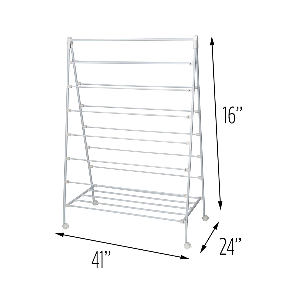 White Collapsible Steel Rolling Clothes Drying Rack E526079