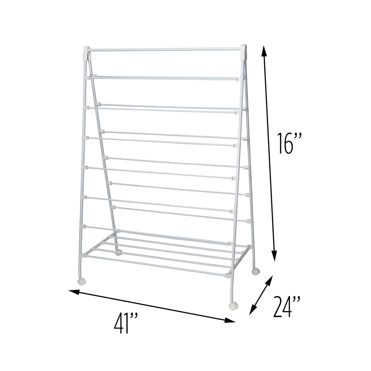 White Collapsible Steel Rolling Clothes Drying Rack E526079