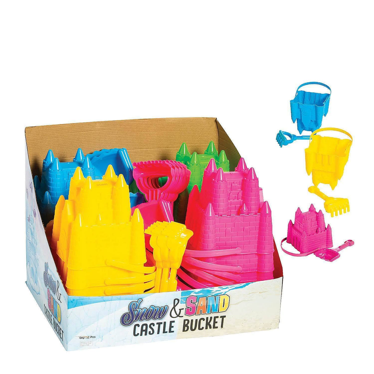 Sand Castle Buckets with Shovel or Rake Pack of 36 S750196