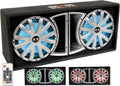 Dual 12-inch 1500W Loaded Ported Car Subwoofer with Multi-Color LED and Remote C4807
