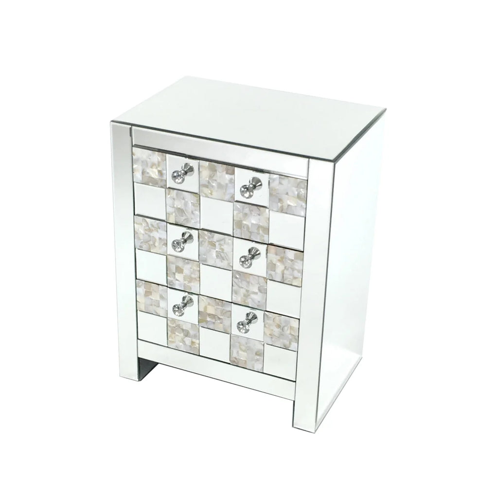 26 inch 3 Drawer Chest with Mirror Inlay K774