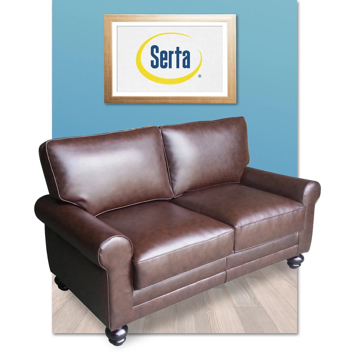 Chestnut Brown Leather Loveseat A137