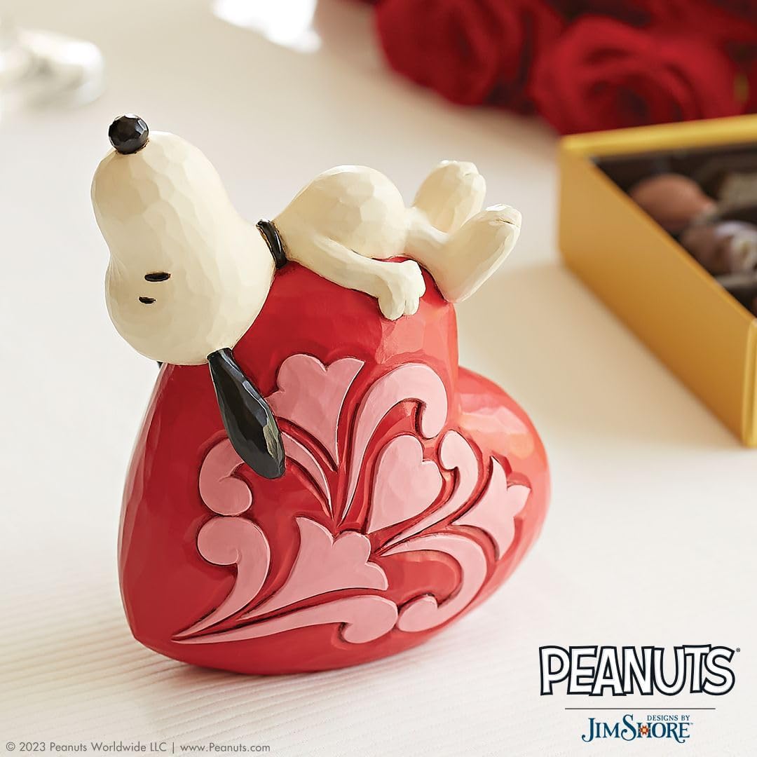 Snoopy Laying on Heart Figurine, 5.25 Inch, Multicolor V397531