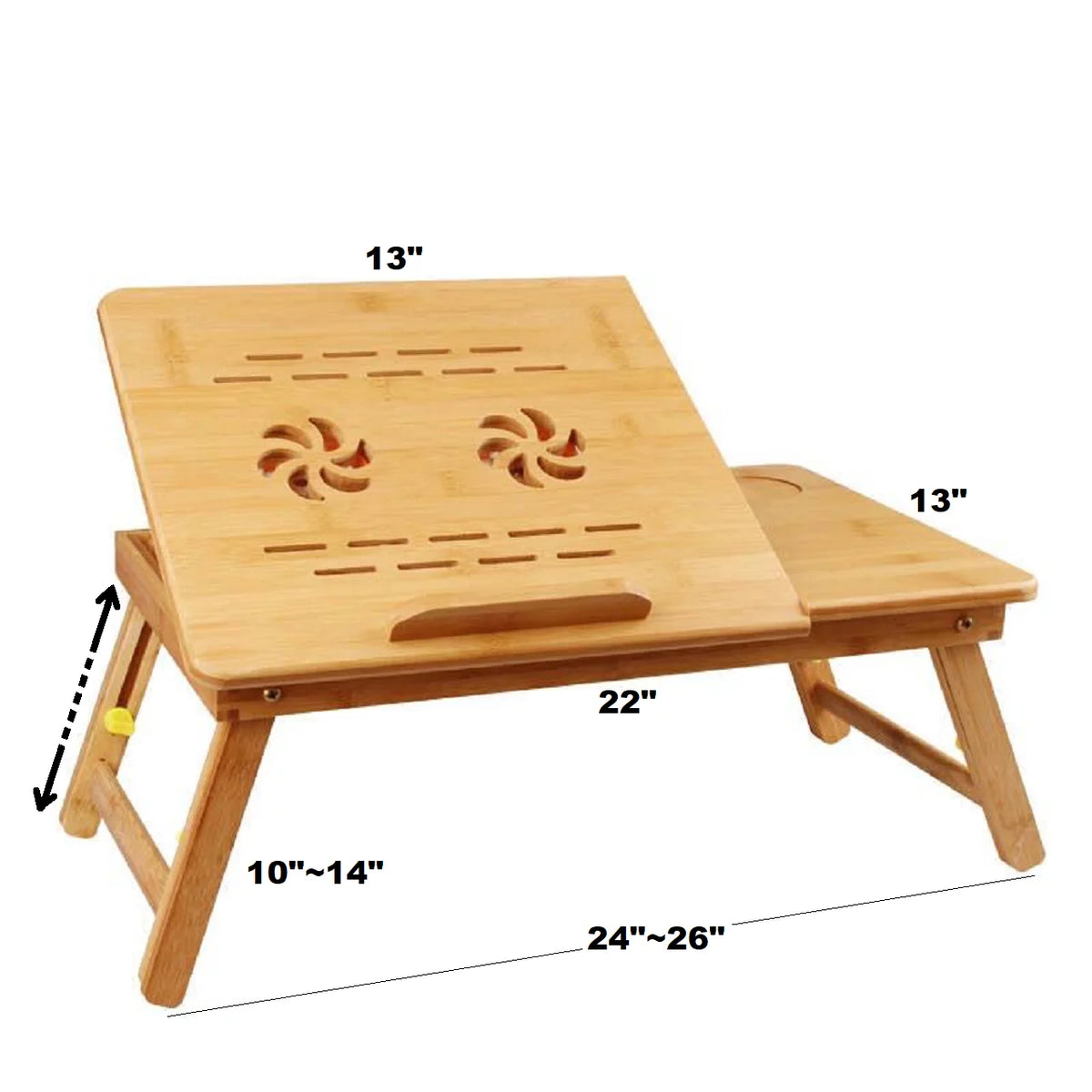 Bamboo Laptop Desk Table with Cooling Fan and Drawer F3604