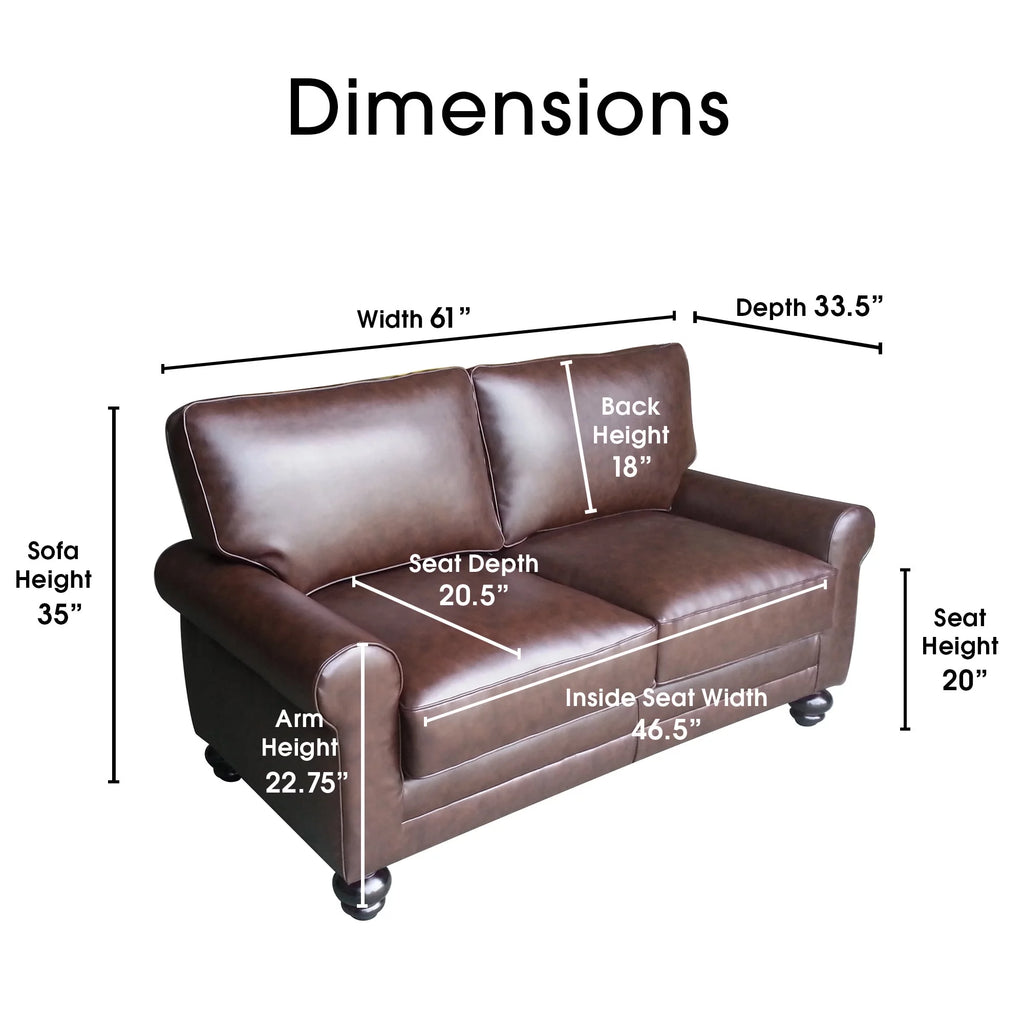 Chestnut Brown Leather Loveseat A137