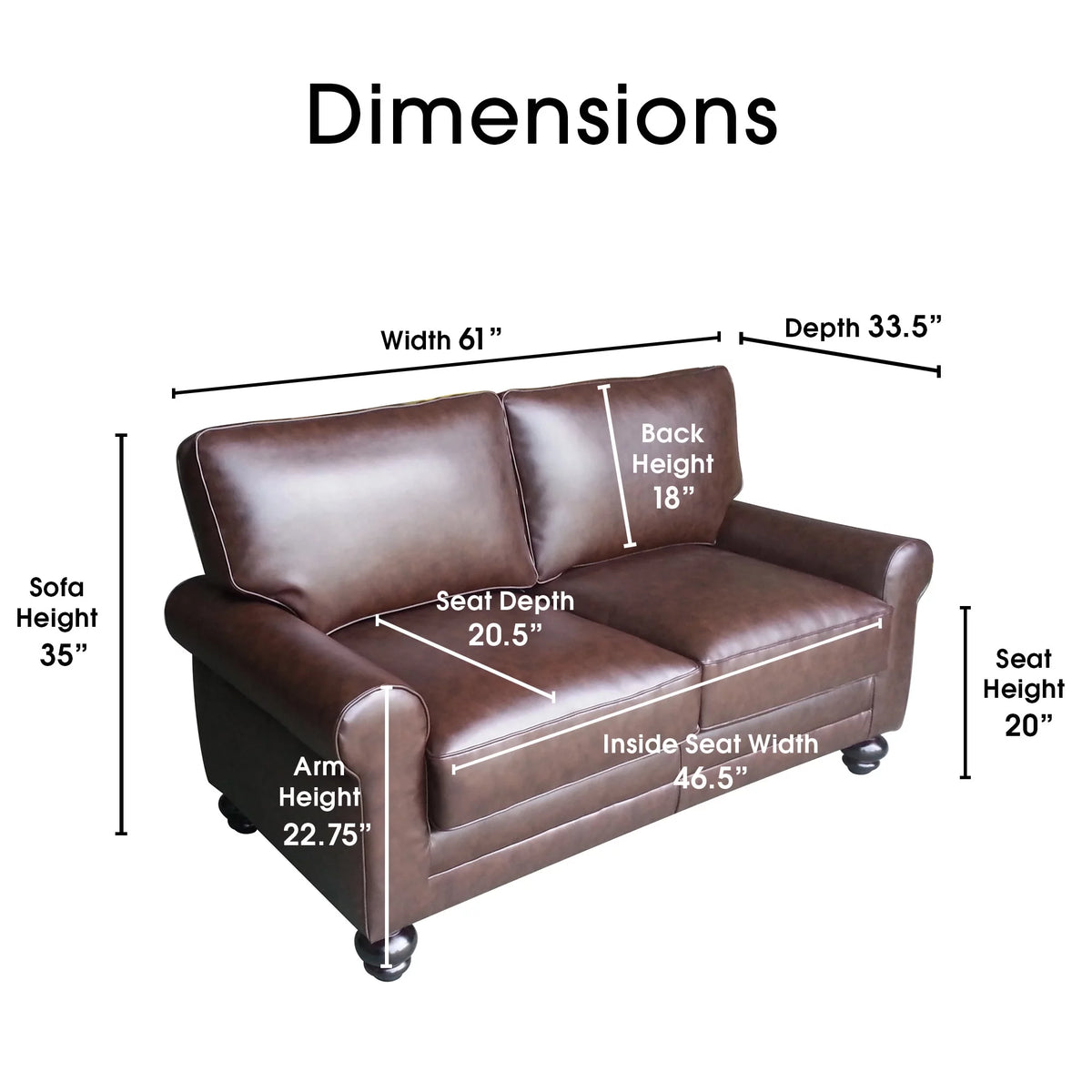 Chestnut Brown Leather Loveseat A137