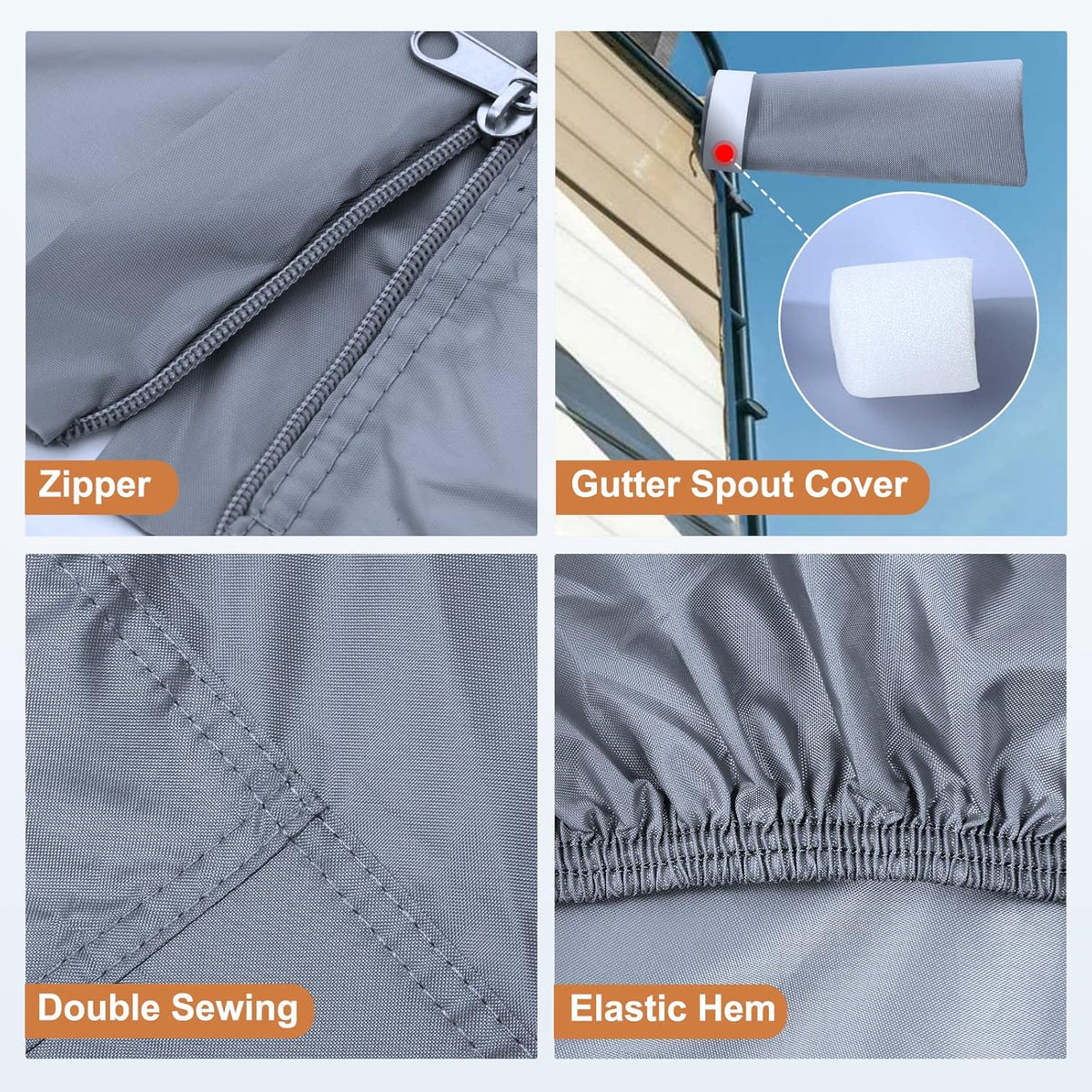 Windproof Waterproof Rip-Stop RV Cover for 23’-26’ Motorhome with 2Pcs Extra Long Straps & Gutter Covers X19081
