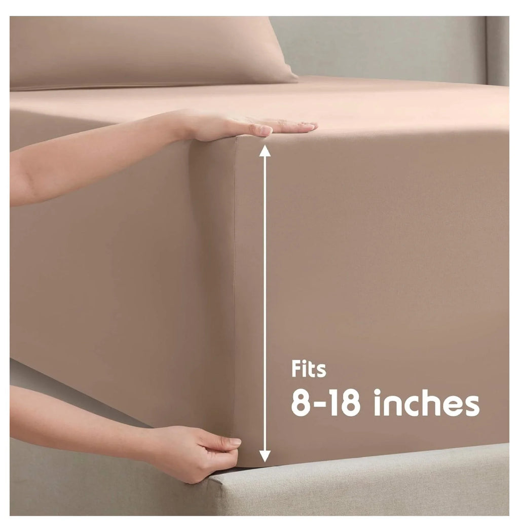Twin 3 Piece Deep Pocket Bed Sheets Set with Fitted Sheet, Flat Sheet, Pillow Case N11395