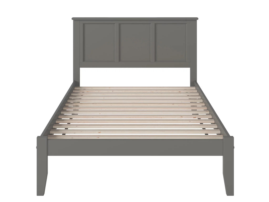 Grey Full Solid Wood Platform Bed with Panel Headboard I7356