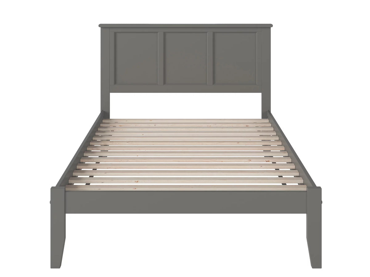 Grey Full Solid Wood Platform Bed with Panel Headboard I7356