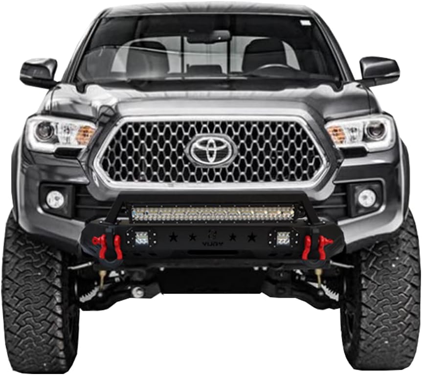 Textured Black Front and Rear Bumper with LED Lights and Winch Plate M8526