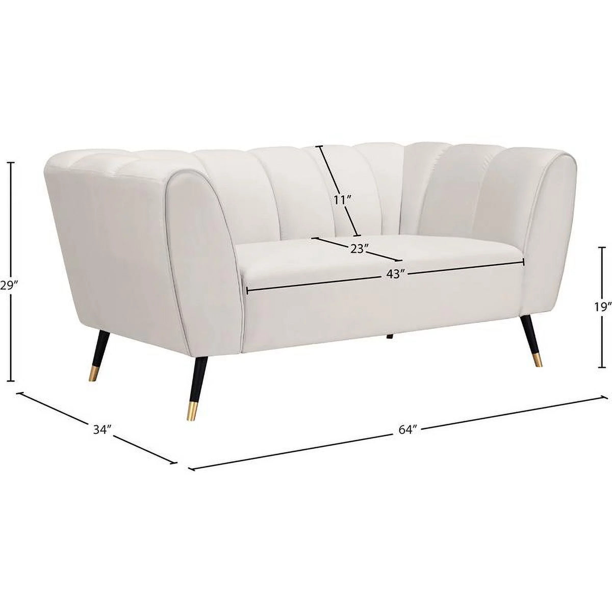 Cream Velvet Loveseat L76433