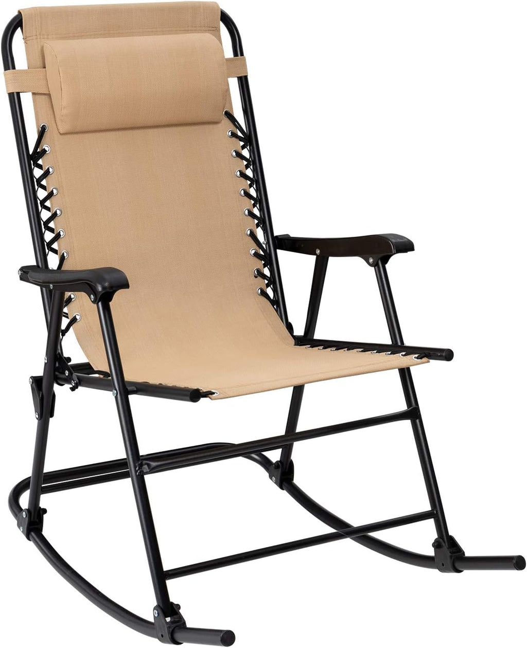 Beige Outdoor Folding Zero Gravity Rocking Chair E21016