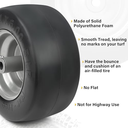 13x5.00-6 Flat Free Tire and Wheel with Smooth Tread B6813