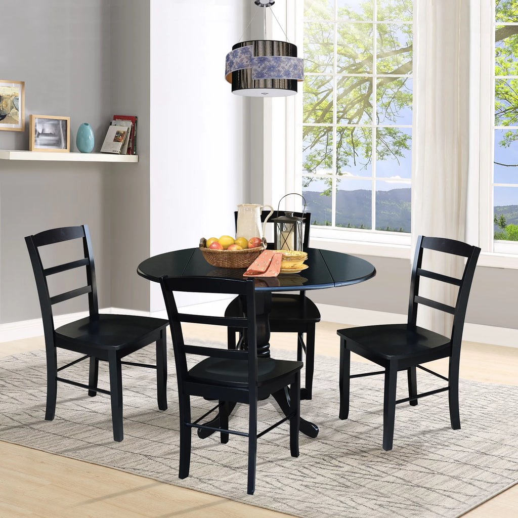 Solid Wood 5-Piece Dining Set with Drop Leaf Table and 4 Ladder Back Chairs H884020