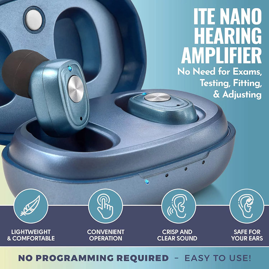 Rechargeable Hearing Amplifier Pair with Noise Cancelling D7077