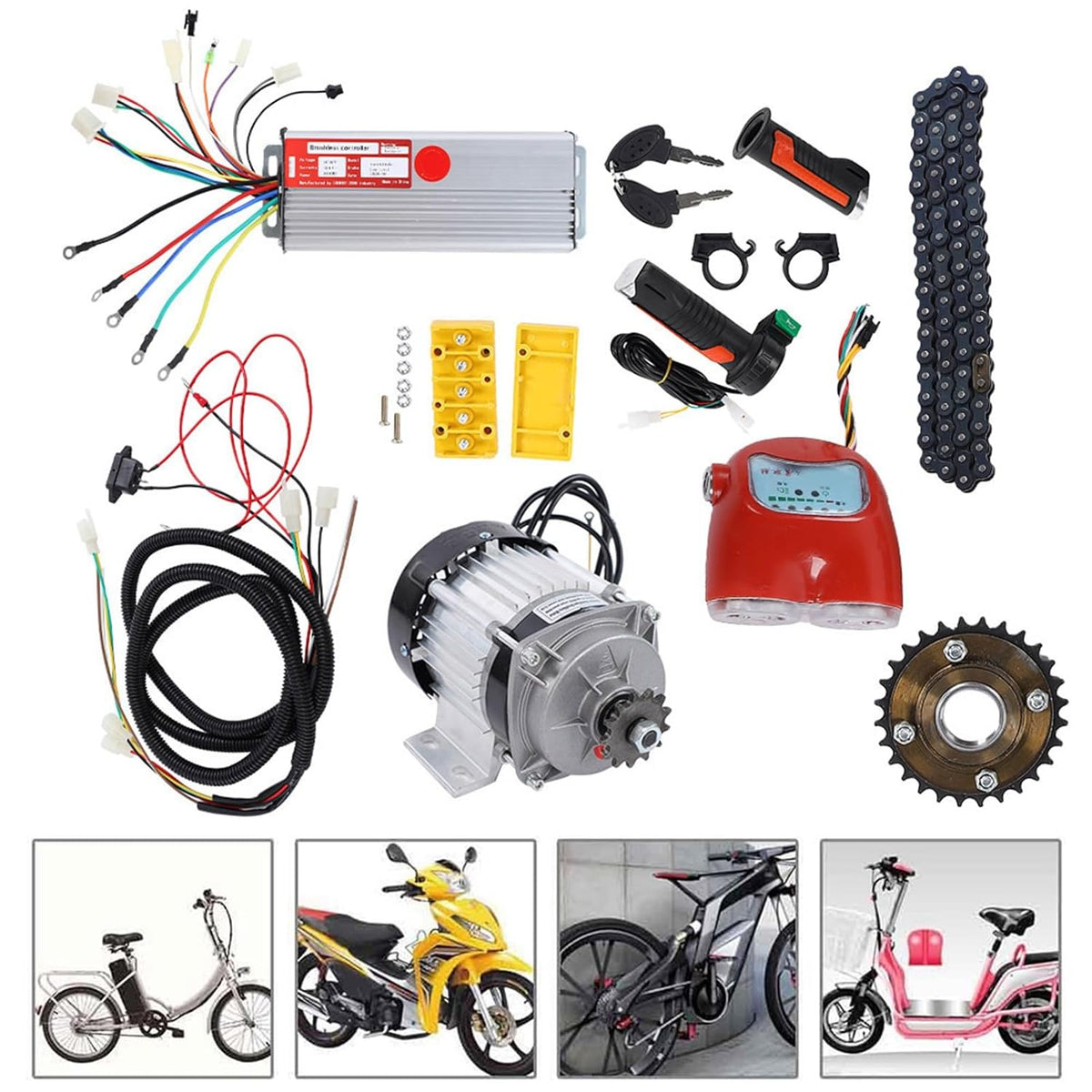48V 800W DC Brushless Motor Kit Electric Bike Tricycle Scooter Conversion Kit U71638